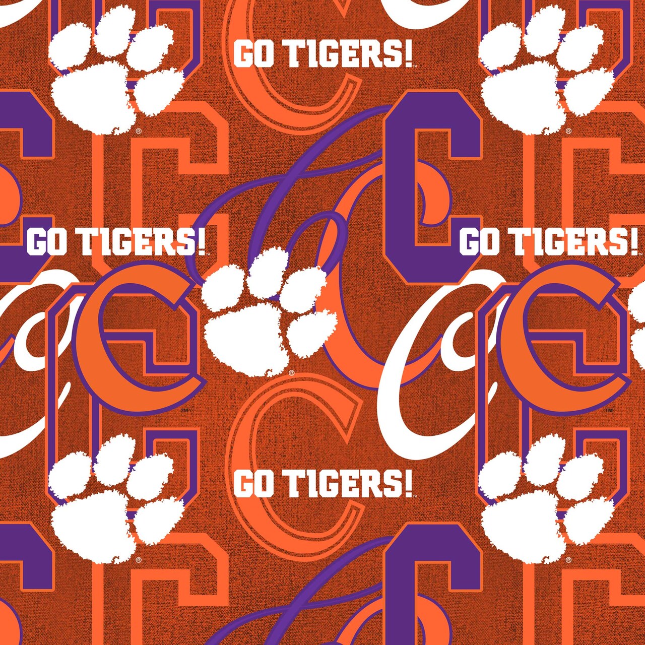 Sykel Enterprises-Clemson University Cotton Quilting Fabric-Clemson Tigers Letters Cotton Fabric Sold by the Yard